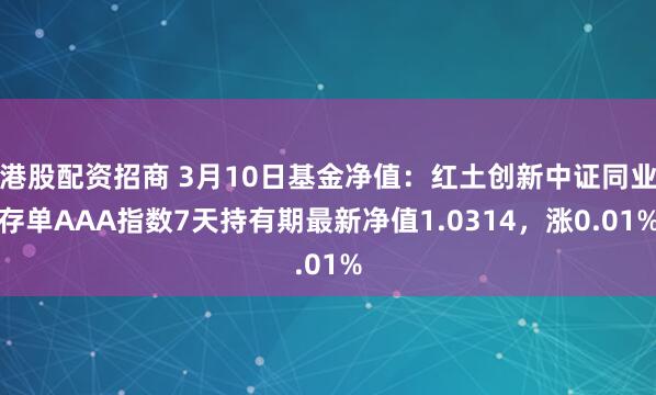 港股配资招商 3月10日基金净值：红土创新中证同业存单AAA指数7天持有期最新净值1.0314，涨0.01%