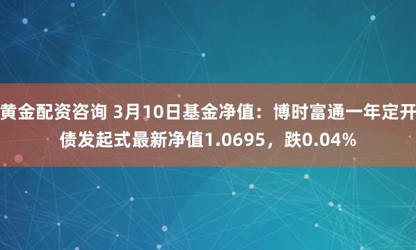 黄金配资咨询 3月10日基金净值：博时富通一年定开债发起式最新净值1.0695，跌0.04%